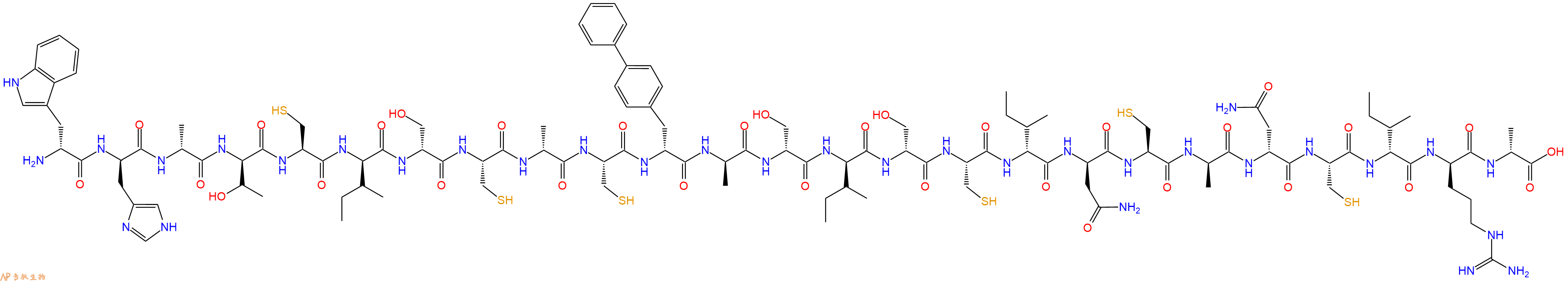 专肽生物产品H2N-DTrp-DHis-DAla-DThr-Cys-DIle-DSer-Cys-DAla-Cys-DBip-DAla-DSer-DIle-DSer-Cys-DIle-DAsn-Cys-DAla-DAsn-Cys-DIle-DArg-DAla-OH