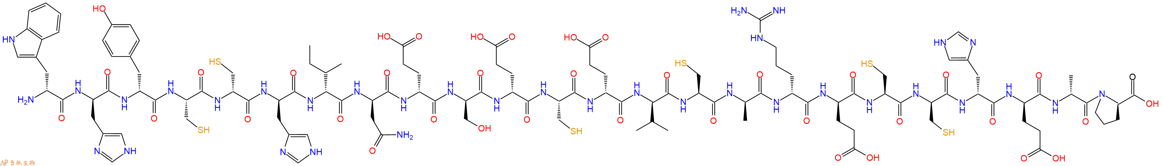 专肽生物产品H2N-DTrp-DHis-DTyr-Cys-DCys-DHis-DIle-DAsn-DGlu-DSer-DGlu-Cys-DGlu-DVal-Cys-DAla-DArg-DGlu-Cys-DCys-DHis-DGlu-DAla-DPro-OH