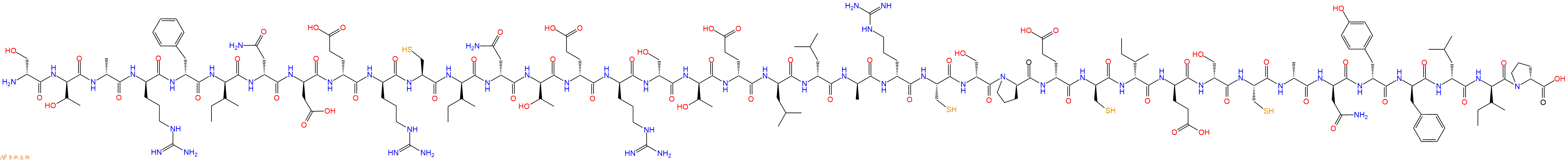 专肽生物产品H2N-DSer-DThr-DAla-DArg-DPhe-DIle-DAsn-DAsp-DGlu-DArg-Cys-DIle-DAsn-DThr-DGlu-DArg-DSer-DThr-DGlu-DLeu-DLeu-DAla-DArg-Cys-DSer-DPro-DGlu-DCys-DIle-DGlu-DSer-Cys-DAla-DAsn-DTyr-DPhe-DLeu-DIle-DPro-OH