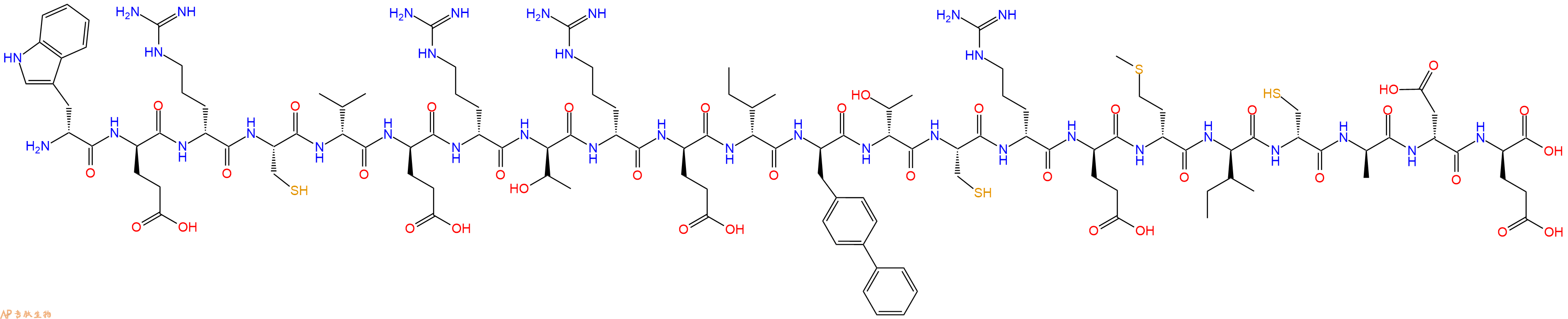 专肽生物产品H2N-DTrp-DGlu-DArg-Cys-DVal-DGlu-DArg-DThr-DArg-DGlu-DIle-DBip-DThr-Cys-DArg-DGlu-DMet-DIle-DCys-DAla-DAsp-DGlu-OH