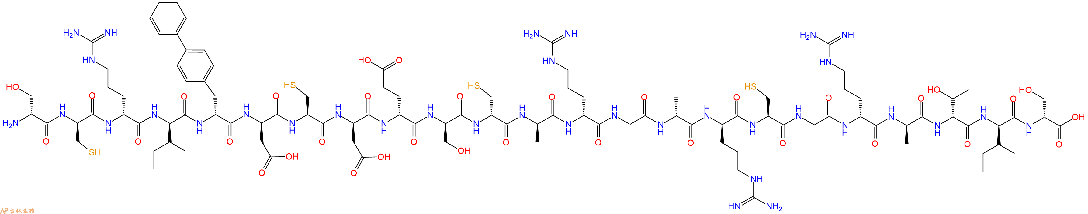 专肽生物产品H2N-DSer-DCys-DArg-DIle-DBip-DAsp-Cys-DAsp-DGlu-DSer-DCys-DAla-DArg-Gly-DAla-DArg-Cys-Gly-DArg-DAla-DThr-DIle-DSer-OH
