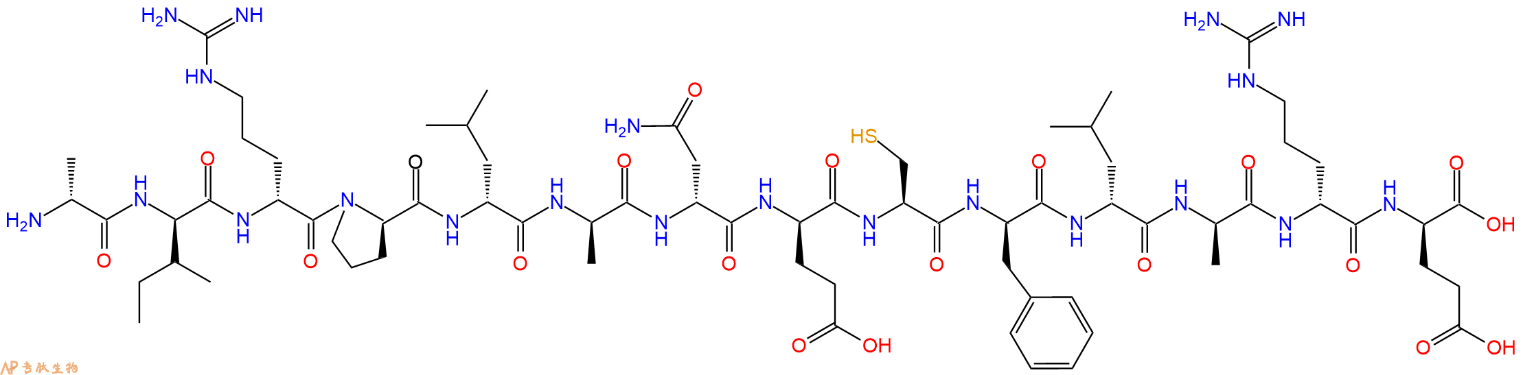 专肽生物产品H2N-DAla-DIle-DArg-DPro-DLeu-DAla-DAsn-DGlu-Cys-DPhe-DLeu-DAla-DArg-DGlu-OH