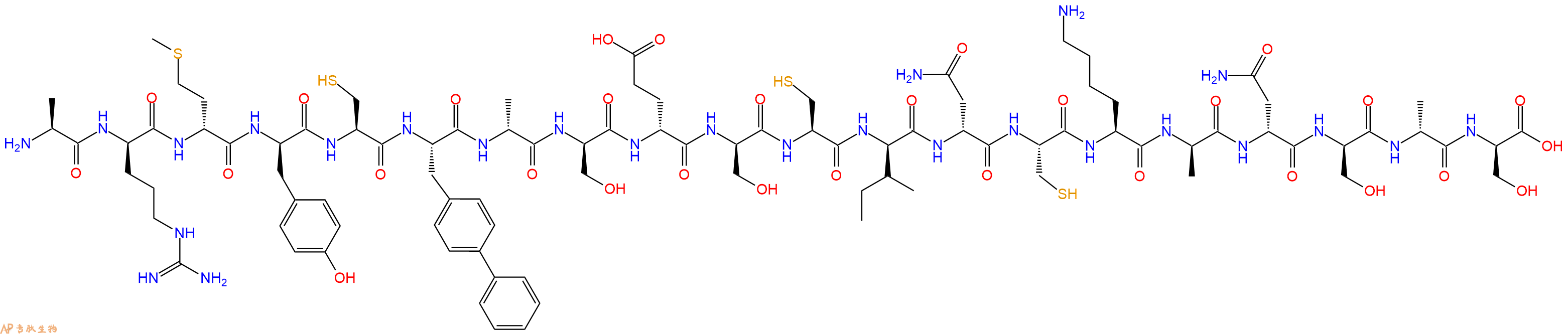 专肽生物产品H2N-Ala-DArg-DMet-DTyr-Cys-Bip-DAla-DSer-DGlu-DSer-Cys-DIle-DAsn-Cys-Lys-DAla-DAsn-DSer-DAla-DSer-OH