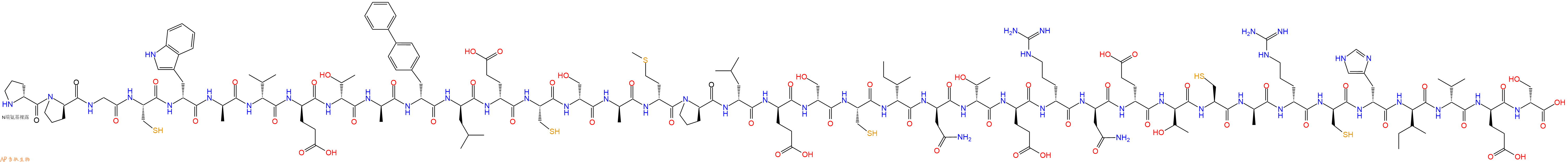 专肽生物产品H2N-DPro-DPro-Gly-Cys-DTrp-DAla-DVal-DGlu-DThr-DAla-DBip-DLeu-DGlu-Cys-DSer-DAla-DMet-DPro-DLeu-DGlu-DSer-Cys-DIle-DAsn-DThr-DGlu-DArg-DAsn-DGlu-DThr-Cys-DAla-DArg-DCys-DHis-DIle-DVal-DGlu-DSer-OH