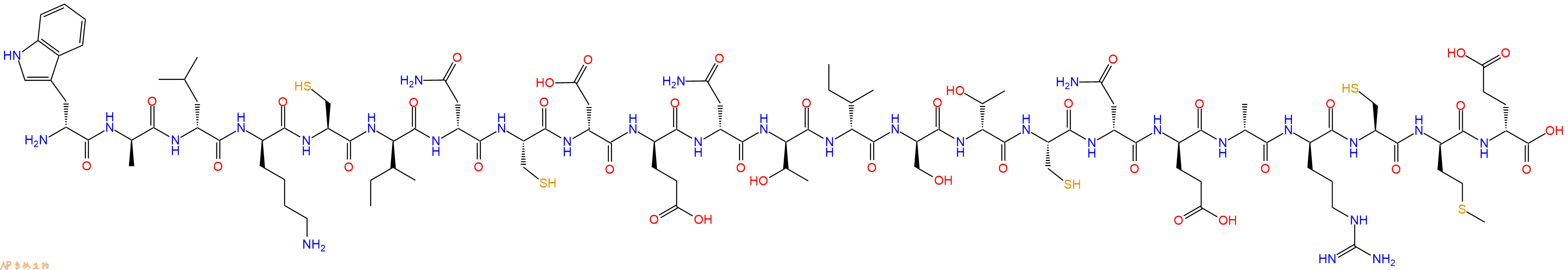 专肽生物产品H2N-DTrp-DAla-DLeu-DLys-Cys-DIle-DAsn-Cys-DAsp-DGlu-DAsn-DThr-DIle-DSer-DThr-Cys-DAsn-DGlu-DAla-DArg-Cys-DMet-DGlu-OH
