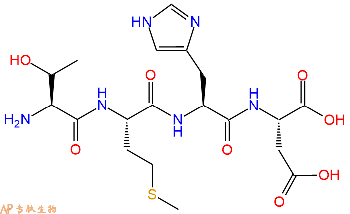 专肽生物产品H2N-Thr-Met-His-Asp-OH