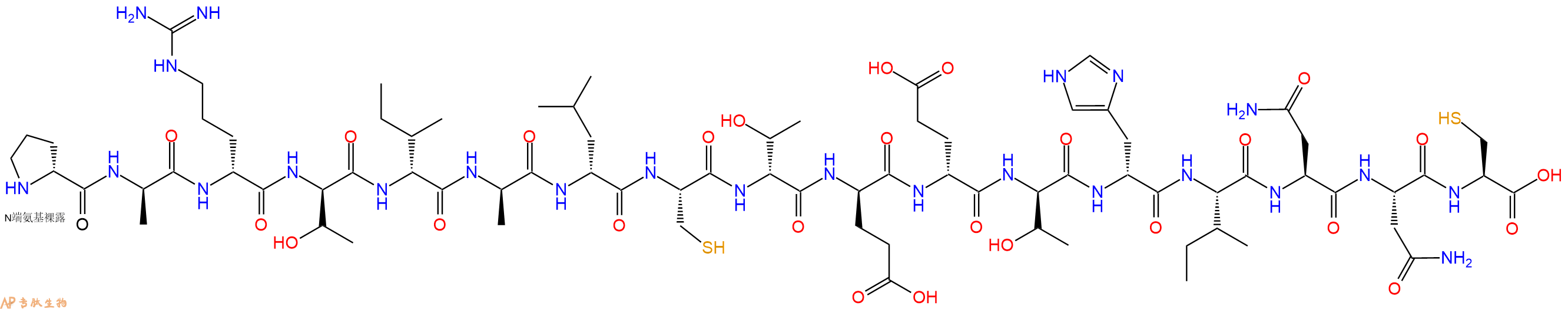 专肽生物产品H2N-DPro-DAla-DArg-DThr-DIle-DAla-DLeu-Cys-DThr-DGlu-DGlu-DThr-DHis-Ile-Asn-Asn-Cys-OH