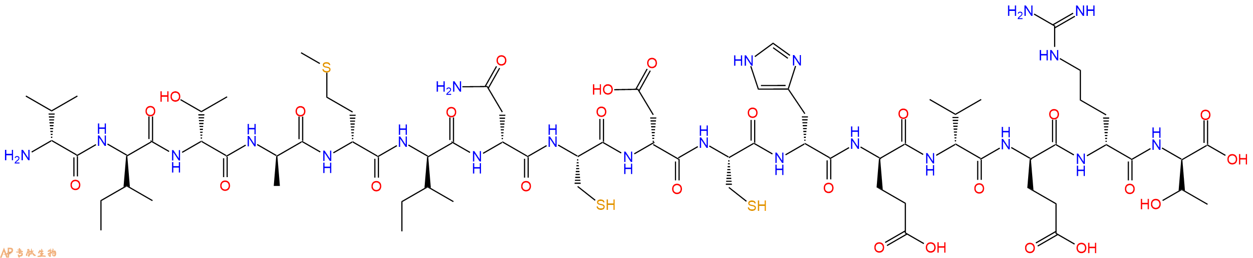 专肽生物产品H2N-DVal-DIle-DThr-DAla-DMet-DIle-DAsn-Cys-DAsp-Cys-DHis-DGlu-DVal-DGlu-DArg-DThr-OH