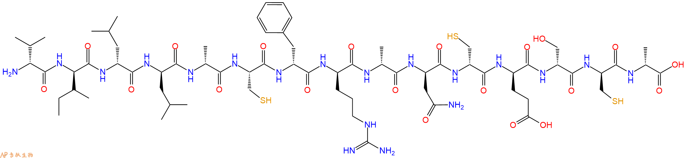 专肽生物产品H2N-DVal-DIle-DLeu-DLeu-DAla-Cys-DPhe-DArg-DAla-DAsn-DCys-DGlu-DSer-DCys-DAla-OH