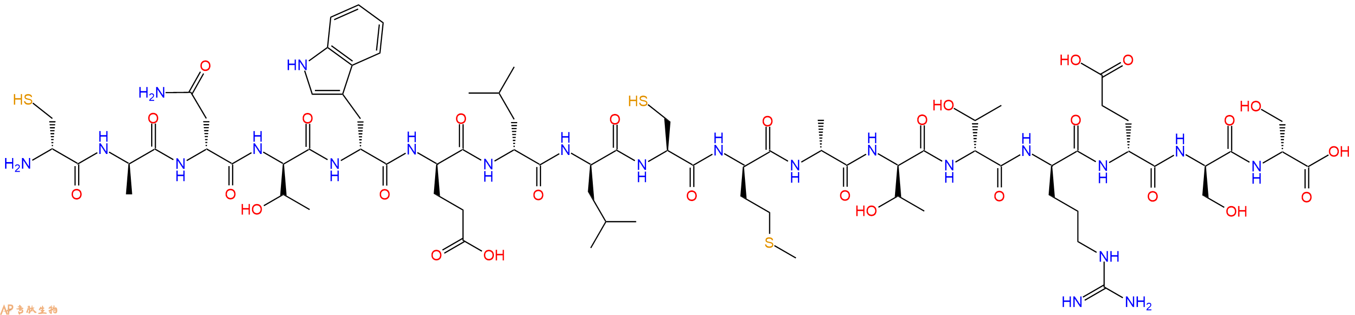 专肽生物产品H2N-DCys-DAla-DAsn-DThr-DTrp-DGlu-DLeu-DLeu-Cys-DMet-DAla-DThr-DThr-DArg-DGlu-DSer-DSer-OH