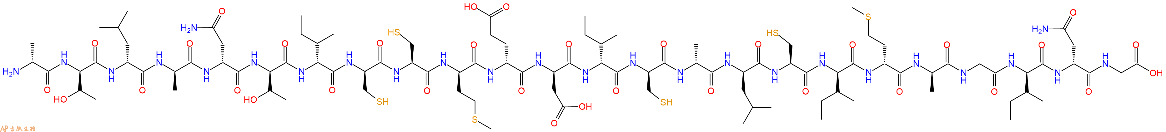 专肽生物产品H2N-DAla-DThr-DLeu-DAla-DAsn-DThr-DIle-DCys-Cys-DMet-DGlu-DAsp-DIle-DCys-DAla-DLeu-Cys-DIle-DMet-DAla-Gly-DIle-DAsn-Gly-OH