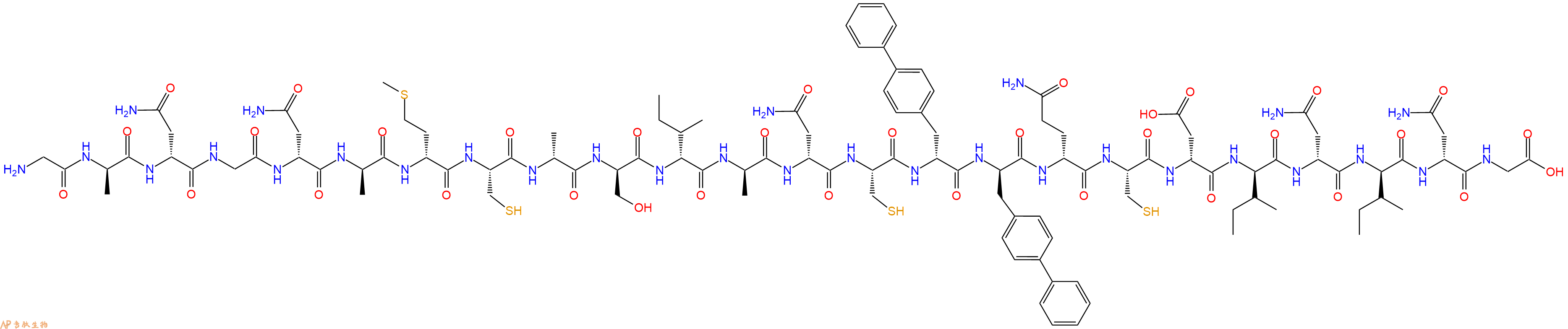 专肽生物产品H2N-Gly-DAla-DAsn-Gly-DAsn-DAla-DMet-Cys-DAla-DSer-DIle-DAla-DAsn-Cys-DBip-DBip-DGln-Cys-DAsp-DIle-DAsn-DIle-DAsn-Gly-OH