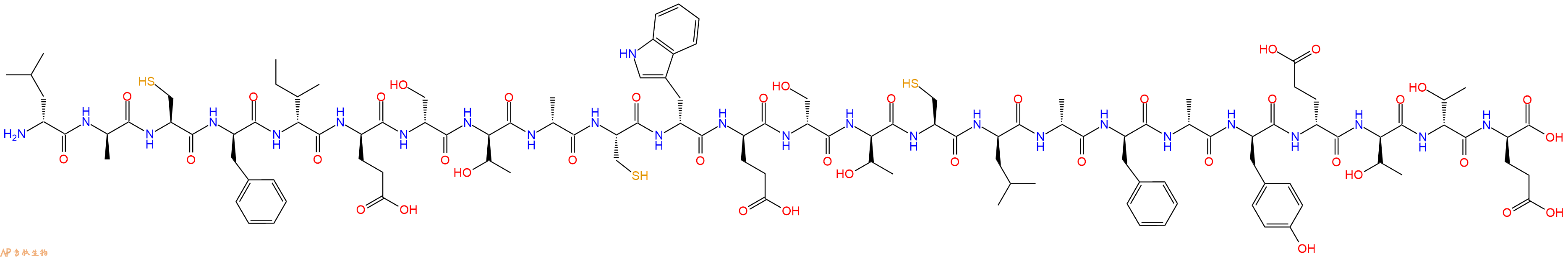 专肽生物产品H2N-DLeu-DAla-Cys-DPhe-DIle-DGlu-DSer-DThr-DAla-Cys-DTrp-DGlu-DSer-DThr-Cys-DLeu-DAla-DPhe-DAla-DTyr-DGlu-DThr-DThr-DGlu-OH