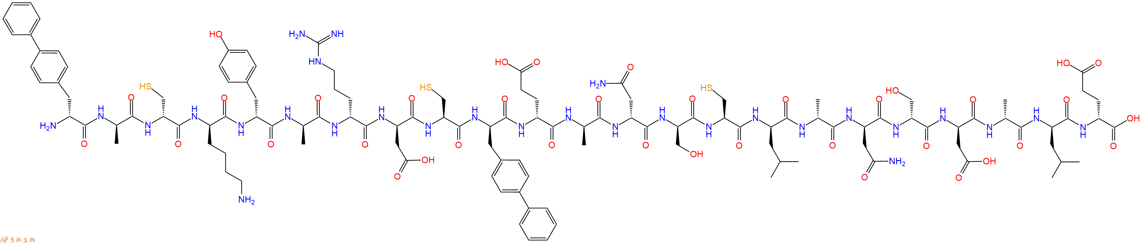专肽生物产品H2N-DBip-DAla-DCys-DLys-DTyr-DAla-DArg-DAsp-Cys-DBip-DGlu-DAla-DAsn-DSer-Cys-DLeu-DAla-DAsn-DSer-DAsp-DAla-DLeu-DGlu-OH