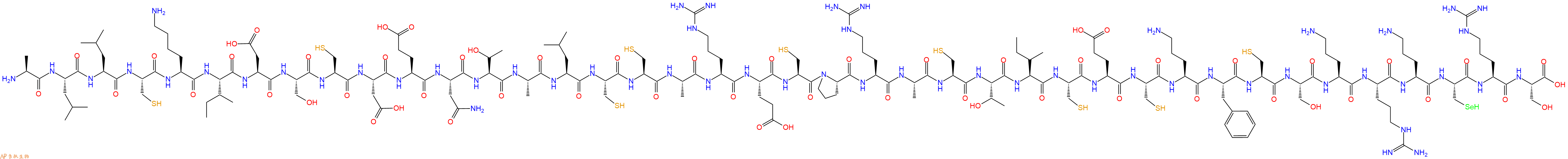 专肽生物产品H2N-Ala-Leu-Leu-Cys-Lys-Ile-Asp-Ser-Cys-Asp-Glu-Asn-Thr-Ala-Leu-Cys-Cys-Ala-Arg-Glu-Cys-Pro-Arg-Ala-Cys-Thr-Ile-Cys-Glu-Cys-Orn-Phe-Cys-Ser-Orn-Arg-Orn-Sec-Arg-Ser-OH