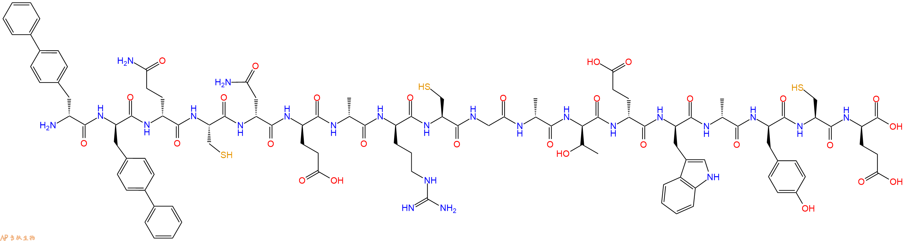 专肽生物产品H2N-DBip-DBip-DGln-Cys-DAsn-DGlu-DAla-DArg-Cys-Gly-DAla-DThr-DGlu-DTrp-DAla-DTyr-Cys-DGlu-OH