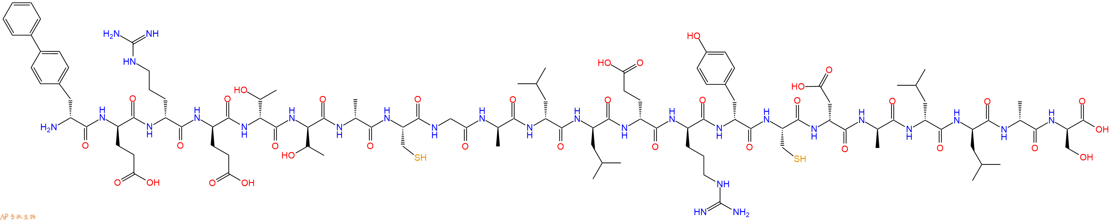 专肽生物产品H2N-DBip-DGlu-DArg-DGlu-DThr-DThr-DAla-Cys-Gly-DAla-DLeu-DLeu-DGlu-DArg-DTyr-Cys-DAsp-DAla-DLeu-DLeu-DAla-DSer-OH