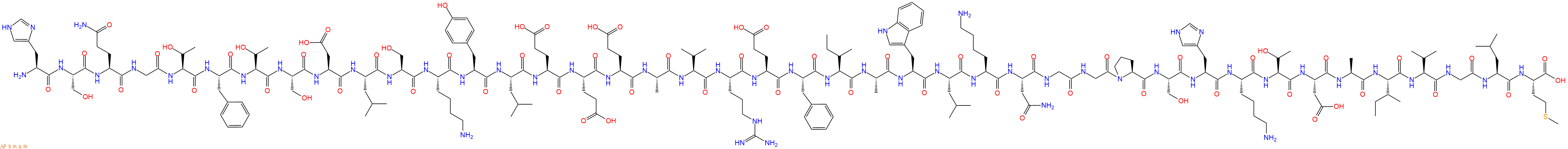 专肽生物产品H2N-His-Ser-Gln-Gly-Thr-Phe-Thr-Ser-Asp-Leu-Ser-Lys-Tyr-Leu-Glu-Glu-Glu-Ala-Val-Arg-Glu-Phe-Ile-Ala-Trp-Leu-Lys-Asn-Gly-Gly-Pro-Ser-His-Lys-Thr-Asp-Ala-Ile-Val-Gly-Leu-Met-OH