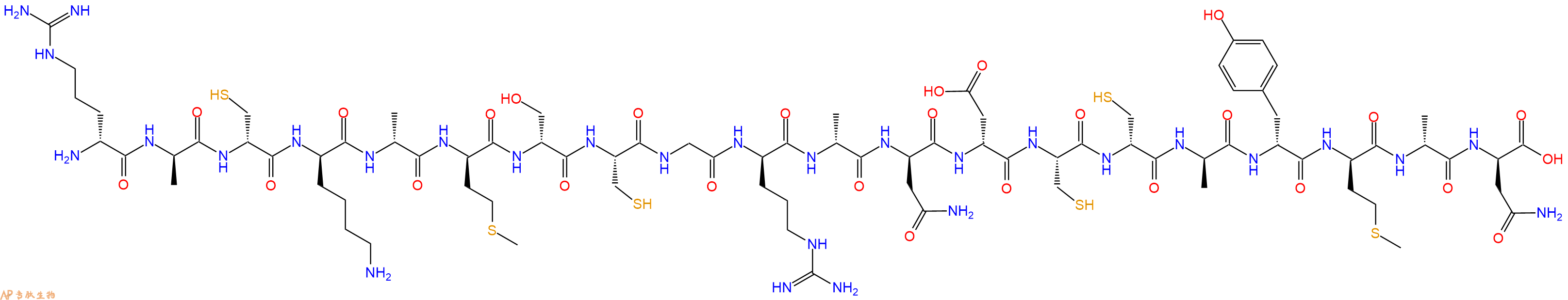 专肽生物产品H2N-DArg-DAla-DCys-DLys-DAla-DMet-DSer-Cys-Gly-DArg-DAla-DAsn-DAsp-Cys-DCys-DAla-DTyr-DMet-DAla-DAsn-OH