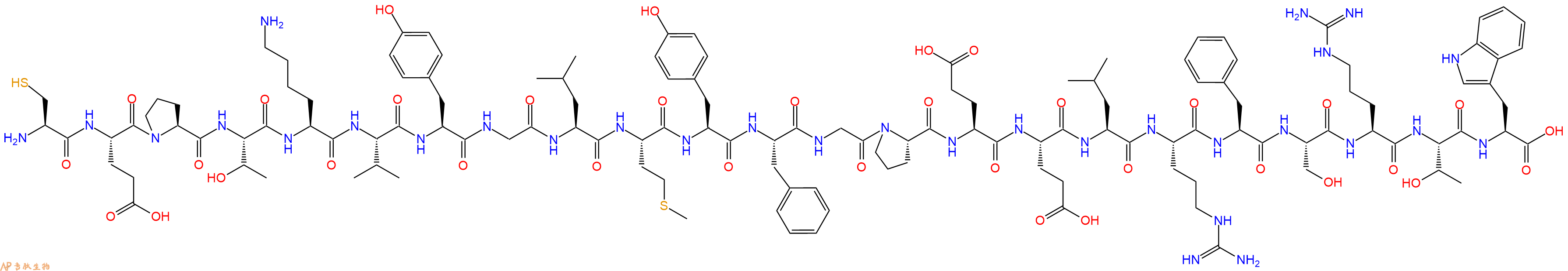 专肽生物产品H2N-Cys-Glu-Pro-Thr-Lys-Val-Tyr-Gly-Leu-Met-Tyr-Phe-Gly-Pro-Glu-Glu-Leu-Arg-Phe-Ser-Arg-Thr-Trp-OH