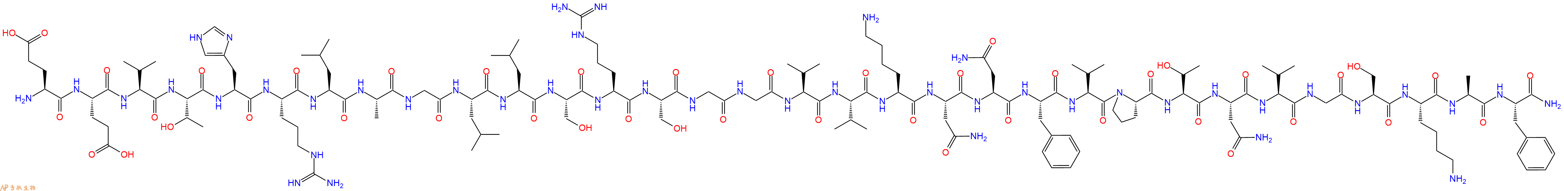 专肽生物产品H2N-Glu-Glu-Val-Thr-His-Arg-Leu-Ala-Gly-Leu-Leu-Ser-Arg-Ser-Gly-Gly-Val-Val-Lys-Asn-Asn-Phe-Val-Pro-Thr-Asn-Val-Gly-Ser-Lys-Ala-Phe-CONH2