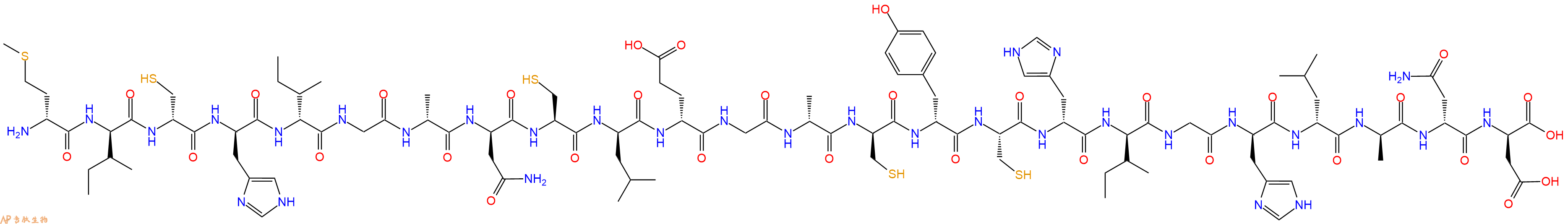 专肽生物产品H2N-DMet-DIle-DCys-DHis-DIle-Gly-DAla-DAsn-Cys-DLeu-DGlu-Gly-DAla-DCys-DTyr-Cys-DHis-DIle-Gly-DHis-DLeu-DAla-DAsn-DAsp-OH