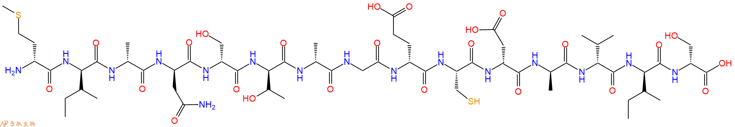 专肽生物产品H2N-DMet-DIle-DAla-DAsn-DSer-DThr-DAla-Gly-DGlu-Cys-DAsp-DAla-DVal-DIle-DSer-OH
