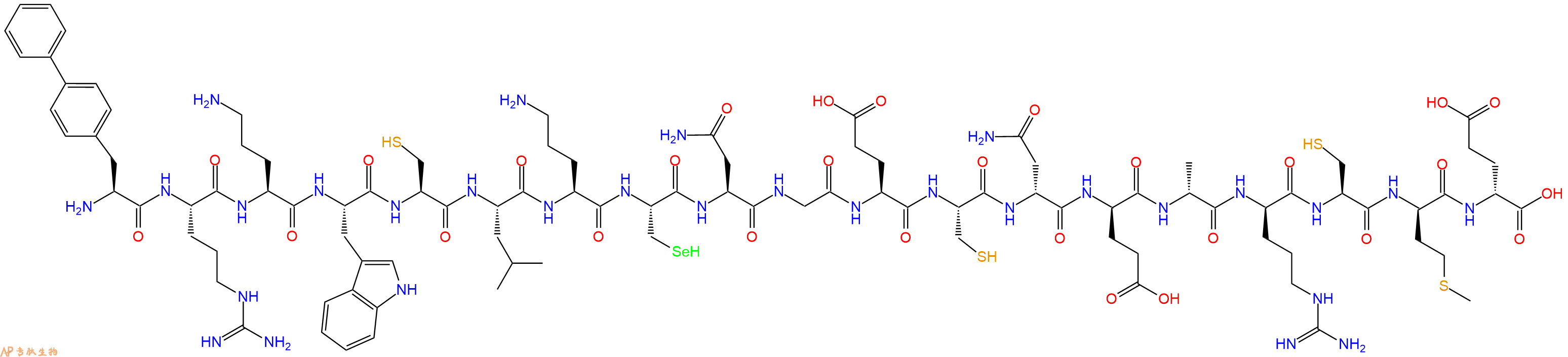 专肽生物产品H2N-Bip-Arg-Orn-Trp-Cys-Leu-Orn-Sec-Asn-Gly-Glu-Cys-DAsn-DGlu-DAla-DArg-Cys-DMet-DGlu-OH