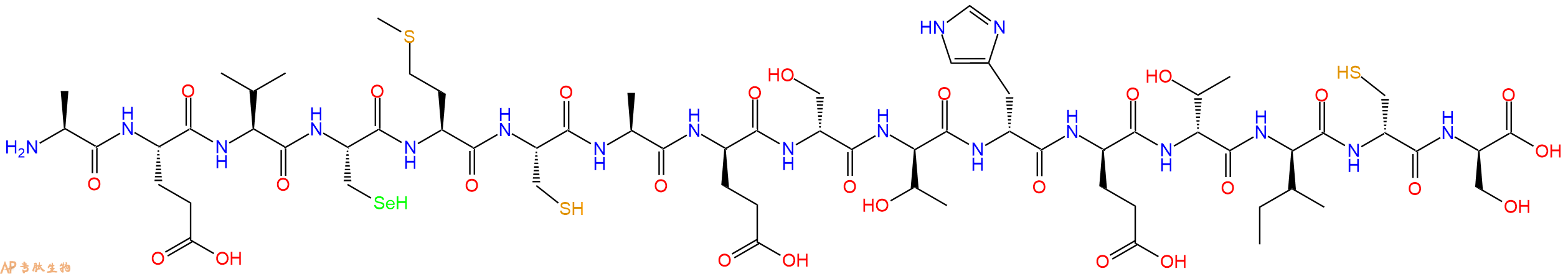 专肽生物产品H2N-Ala-Glu-Val-Sec-Met-Cys-Ala-DGlu-DSer-DThr-DHis-DGlu-DThr-DIle-DCys-DSer-OH