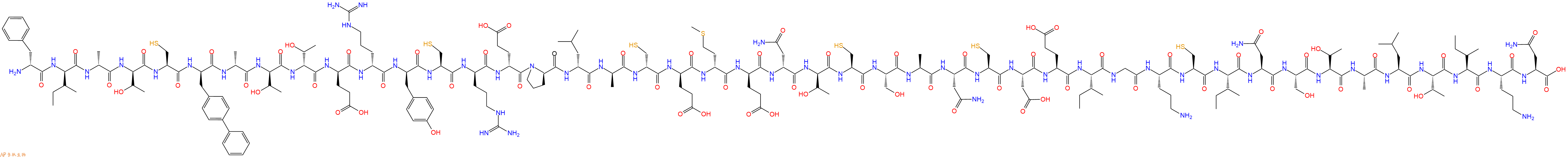 专肽生物产品H2N-DPhe-DIle-DAla-DThr-Cys-DBip-DAla-DThr-DThr-DGlu-DArg-DTyr-Cys-DArg-DGlu-DPro-DLeu-DAla-DCys-DGlu-DMet-DGlu-DAsn-DThr-Cys-Ser-Ala-Asn-Cys-Asp-Glu-Ile-Gly-Orn-Cys-Ile-Asn-Ser-Thr-Ala-Leu-Thr-Ile-Orn-Asn-OH