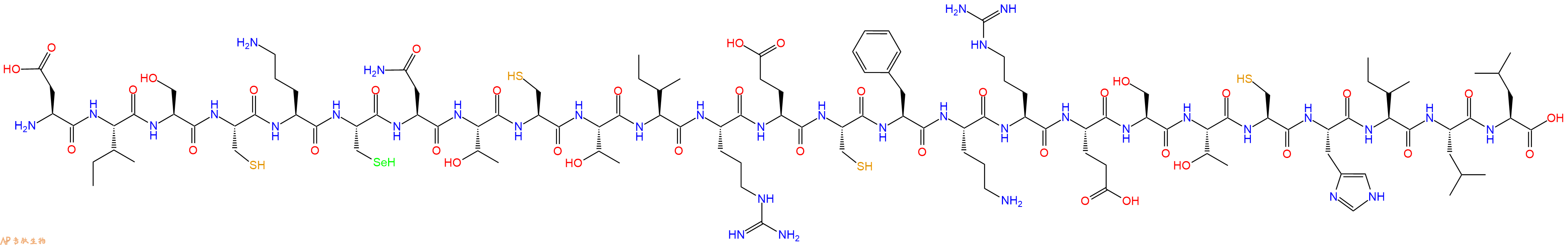 专肽生物产品H2N-Asp-Ile-Ser-Cys-Orn-Sec-Asn-Thr-Cys-Thr-Ile-Arg-Glu-Cys-Phe-Orn-Arg-Glu-Ser-Thr-Cys-His-Ile-Leu-Leu-OH