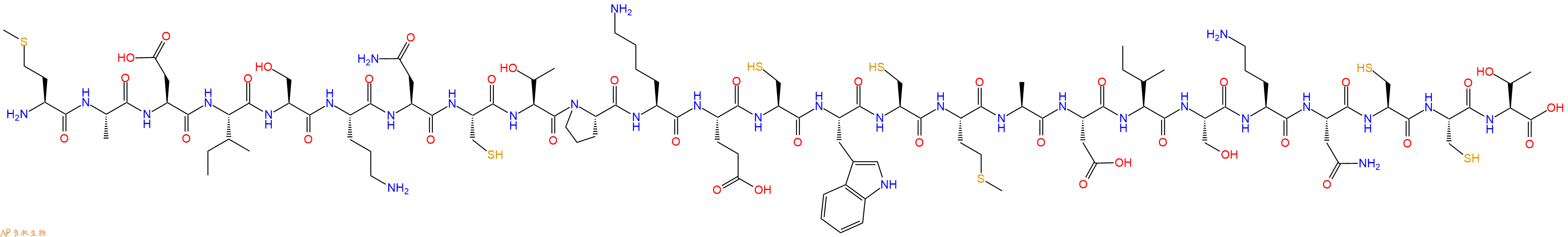 专肽生物产品H2N-Met-Ala-Asp-Ile-Ser-Orn-Asn-Cys-Thr-Pro-Lys-Glu-Cys-Trp-Cys-Met-Ala-Asp-Ile-Ser-Orn-Asn-Cys-Cys-Thr-OH