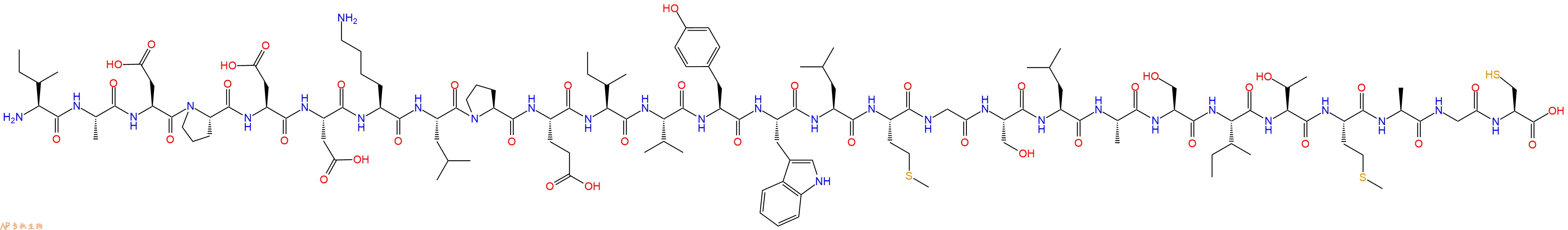 专肽生物产品H2N-Ile-Ala-Asp-Pro-Asp-Asp-Lys-Leu-Pro-Glu-Ile-Val-Tyr-Trp-Leu-Met-Gly-Ser-Leu-Ala-Ser-Ile-Thr-Met-Ala-Gly-Cys-OH