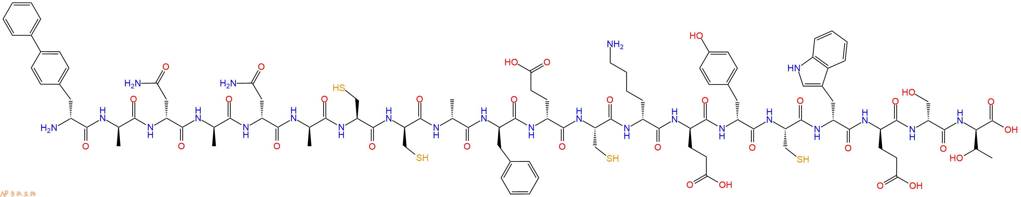 专肽生物产品H2N-DBip-DAla-DAsn-DAla-DAsn-DAla-Cys-DCys-DAla-DPhe-DGlu-Cys-DLys-DGlu-DTyr-Cys-DTrp-DGlu-DSer-DThr-OH
