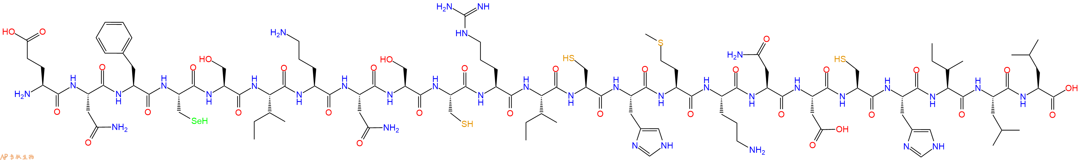 专肽生物产品H2N-Glu-Asn-Phe-Sec-Ser-Ile-Orn-Asn-Ser-Cys-Arg-Ile-Cys-His-Met-Orn-Asn-Asp-Cys-His-Ile-Leu-Leu-OH