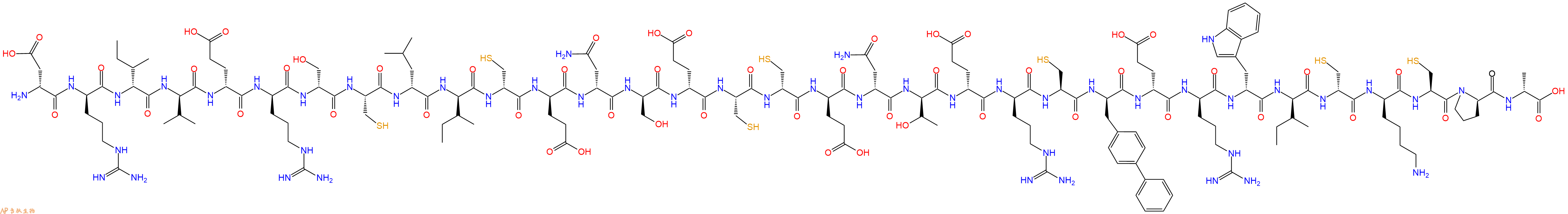 专肽生物产品H2N-DAsp-DArg-DIle-DVal-DGlu-DArg-DSer-Cys-DLeu-DIle-DCys-DGlu-DAsn-DSer-DGlu-Cys-DCys-DGlu-DAsn-DThr-DGlu-DArg-Cys-DBip-DGlu-DArg-DTrp-DIle-DCys-DLys-Cys-DPro-DAla-OH