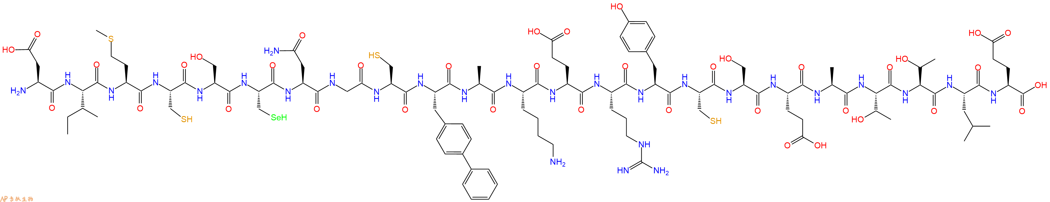 专肽生物产品H2N-Asp-Ile-Met-Cys-Ser-Sec-Asn-Gly-Cys-Bip-Ala-Lys-Glu-Arg-Tyr-Cys-Ser-Glu-Ala-Thr-Thr-Leu-Glu-OH