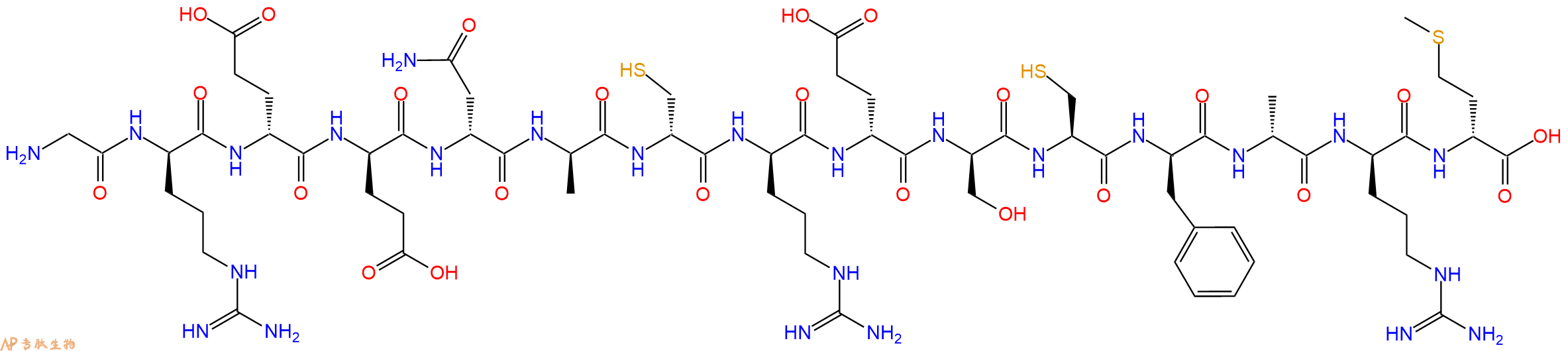 专肽生物产品H2N-Gly-DArg-DGlu-DGlu-DAsn-DAla-DCys-DArg-DGlu-DSer-Cys-DPhe-DAla-DArg-DMet-OH