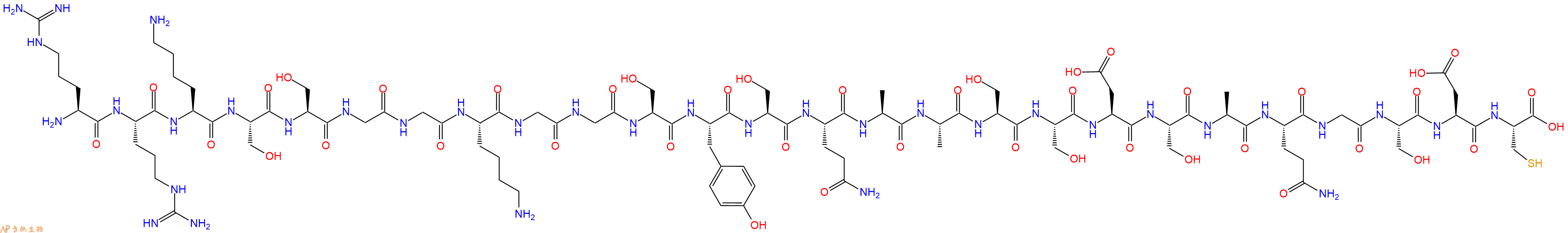 专肽生物产品H2N-Arg-Arg-Lys-Ser-Ser-Gly-Gly-Lys-Gly-Gly-Ser-Tyr-Ser-Gln-Ala-Ala-Ser-Ser-Asp-Ser-Ala-Gln-Gly-Ser-Asp-Cys-OH
