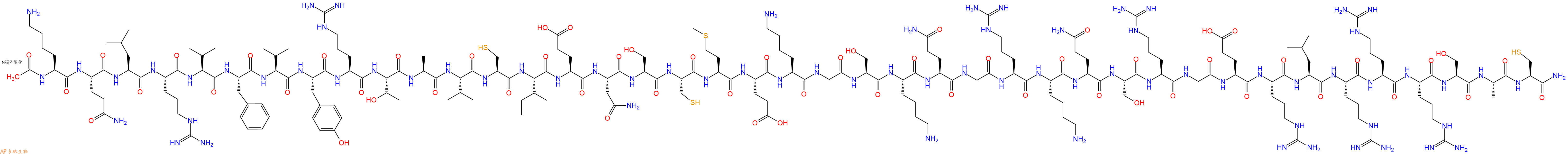 专肽生物产品Ac-Lys-Gln-Leu-Arg-Val-Phe-Val-Tyr-Arg-Thr-Ala-Val-Cys-Ile-Glu-Asn-Ser-Cys-Met-Glu-Lys-Gly-Ser-Lys-Gln-Gly-Arg-Lys-Gln-Ser-Arg-Gly-Glu-Arg-Leu-Arg-Arg-Arg-Ser-Ala-Cys-CONH2