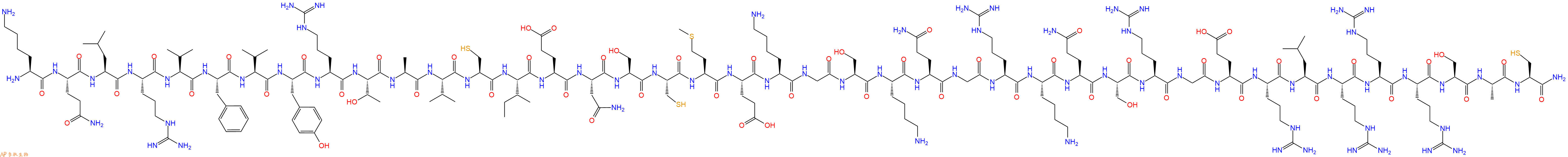 专肽生物产品H2N-Lys-Gln-Leu-Arg-Val-Phe-Val-Tyr-Arg-Thr-Ala-Val-Cys-Ile-Glu-Asn-Ser-Cys-Met-Glu-Lys-Gly-Ser-Lys-Gln-Gly-Arg-Lys-Gln-Ser-Arg-Gly-Glu-Arg-Leu-Arg-Arg-Arg-Ser-Ala-Cys-CONH2
