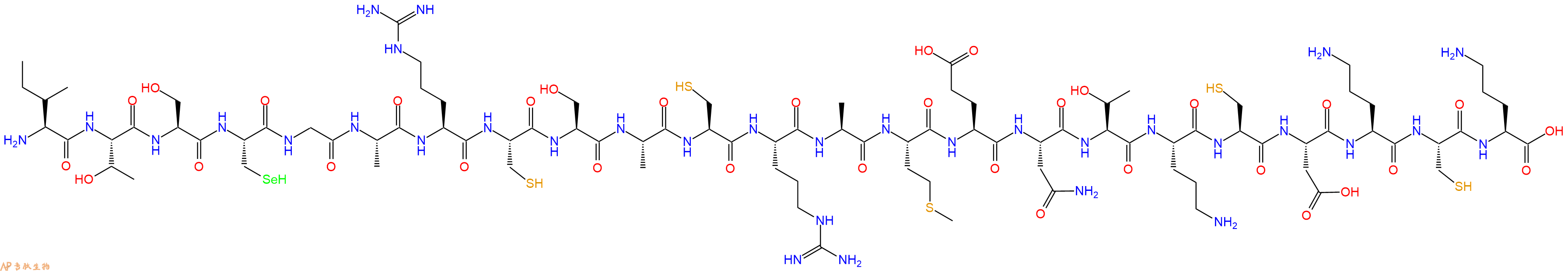 专肽生物产品H2N-Ile-Thr-Ser-Sec-Gly-Ala-Arg-Cys-Ser-Ala-Cys-Arg-Ala-Met-Glu-Asn-Thr-Orn-Cys-Asp-Orn-Cys-Orn-OH