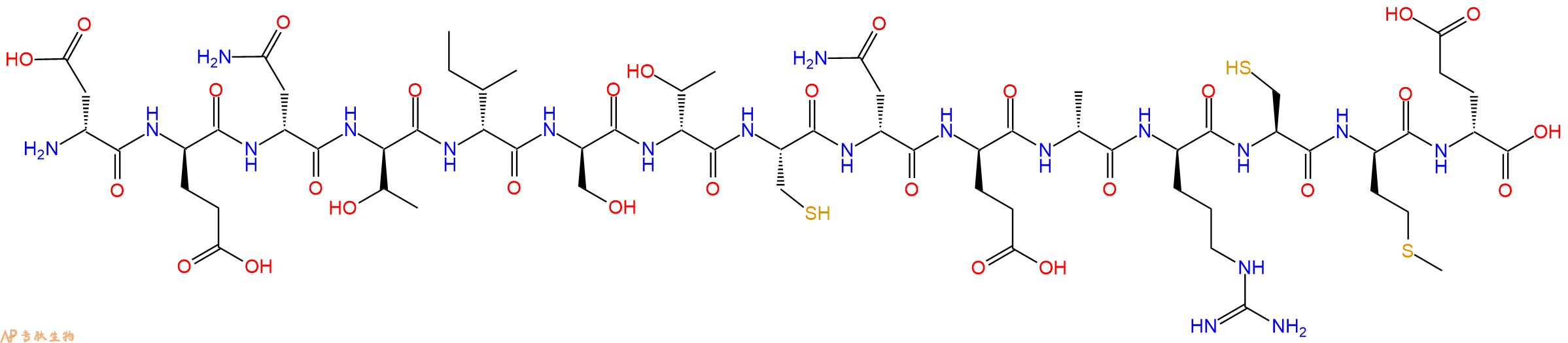 专肽生物产品H2N-DAsp-DGlu-DAsn-DThr-DIle-DSer-DThr-Cys-DAsn-DGlu-DAla-DArg-Cys-DMet-DGlu-OH