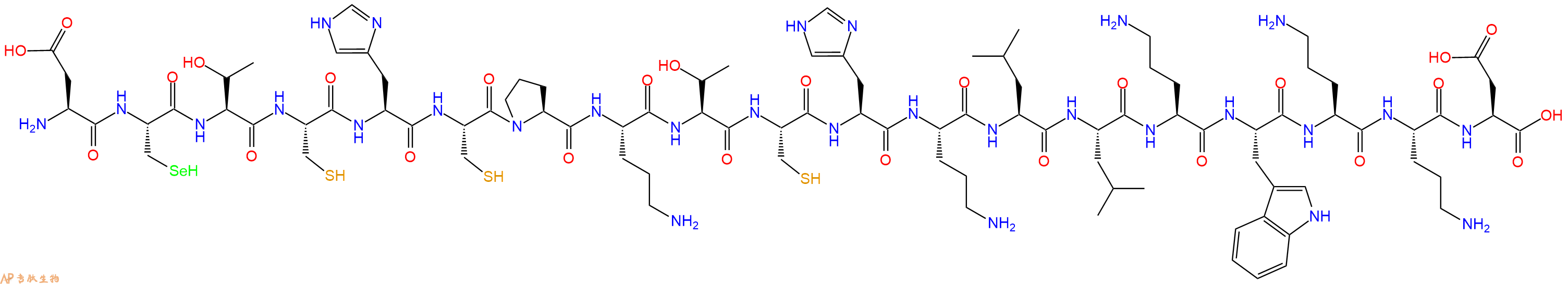 专肽生物产品H2N-Asp-Sec-Thr-Cys-His-Cys-Pro-Orn-Thr-Cys-His-Orn-Leu-Leu-Orn-Trp-Orn-Orn-Asp-OH