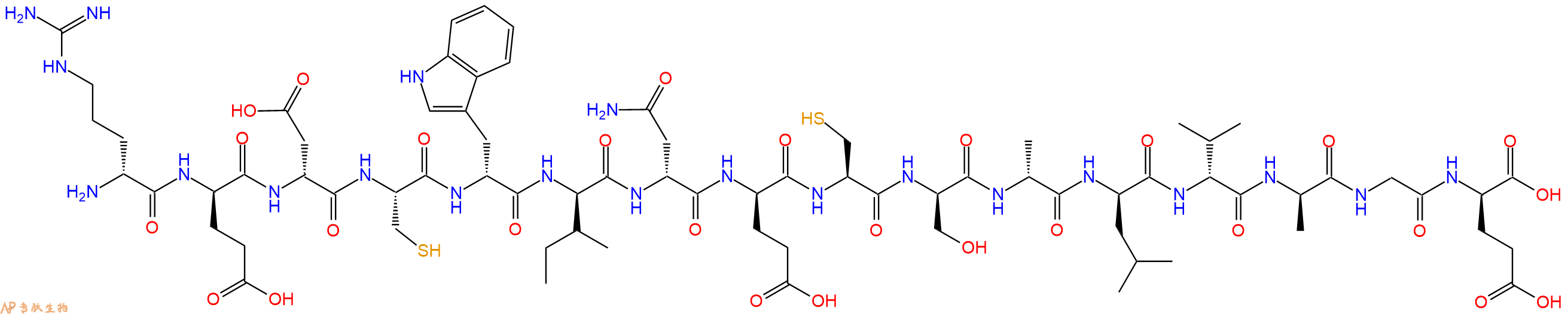 专肽生物产品H2N-DArg-DGlu-DAsp-Cys-DTrp-DIle-DAsn-DGlu-Cys-DSer-DAla-DLeu-DVal-DAla-Gly-DGlu-OH