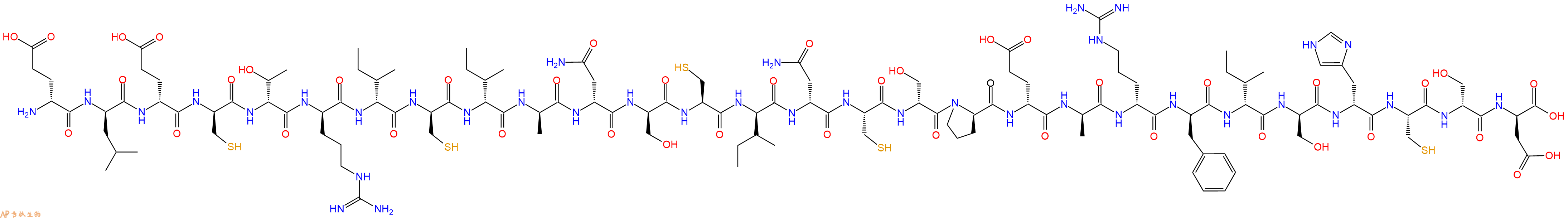 专肽生物产品H2N-DGlu-DLeu-DGlu-DCys-DThr-DArg-DIle-DCys-DIle-DAla-DAsn-DSer-Cys-DIle-DAsn-Cys-DSer-DPro-DGlu-DAla-DArg-DPhe-DIle-DSer-DHis-Cys-DSer-DAsp-OH