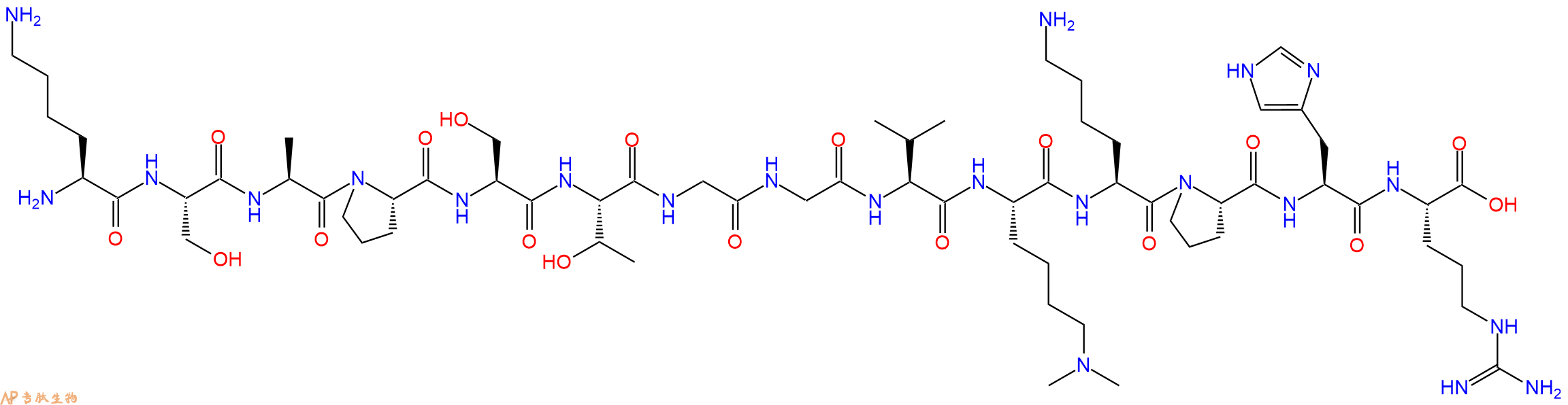 专肽生物产品H2N-Lys-Ser-Ala-Pro-Ser-Thr-Gly-Gly-Val-Lys(Me)2-Lys-Pro-His-Arg-OH