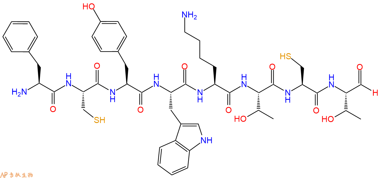 专肽生物产品H2N-Phe-Cys-Tyr-Trp-Lys-Thr-Cys-Thr-CHO