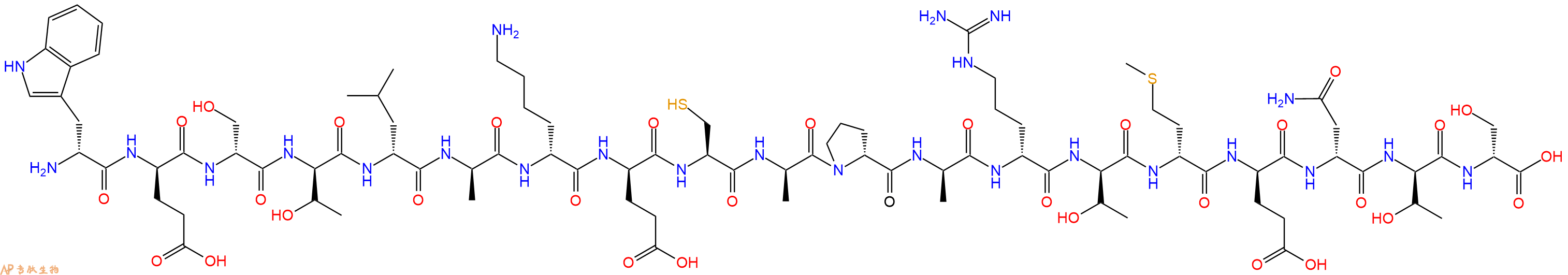 专肽生物产品H2N-DTrp-DGlu-DSer-DThr-DLeu-DAla-DLys-DGlu-Cys-DAla-DPro-DAla-DArg-DThr-DMet-DGlu-DAsn-DThr-DSer-OH