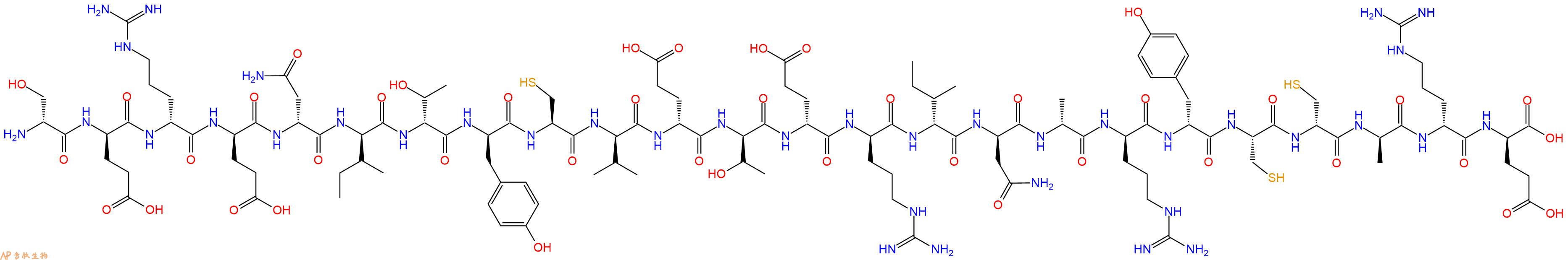 专肽生物产品H2N-DSer-DGlu-DArg-DGlu-DAsn-DIle-DThr-DTyr-Cys-DVal-DGlu-DThr-DGlu-DArg-DIle-DAsn-DAla-DArg-DTyr-Cys-DCys-DAla-DArg-DGlu-OH